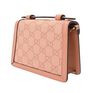 Gucci Leather Handbag Canvas Pink Handle Bag Top